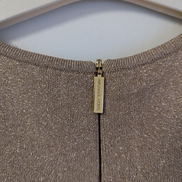 Michael Kors - Gold Metallic Bodycon Midi Dress - Picture 6 of 6